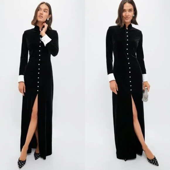 Tuckernuck | Dresses | Tuckernuck New Black Velvet Loretta Long Sleeve  Formal Maxi Dress Size Xs | Poshmark